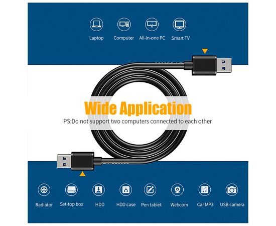 Дата кабель USB 2.0 AM/AM 0.5m 5Gbps Essager (EXCAA2-YTB01), зображення 4