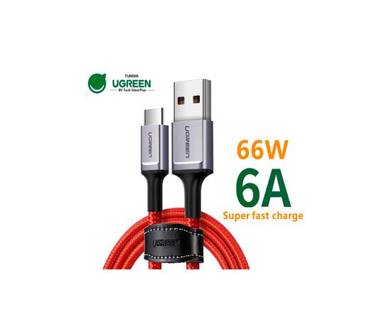 Дата кабель USB 2.0 AM to USB-C 1.0m 6A US505 red Ugreen (20527), изображение 4