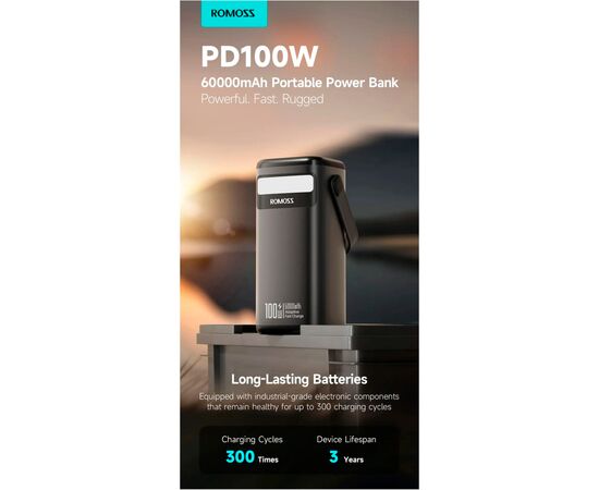 Батарея универсальная Romoss 60000mAh PMT60 100W Black (PMT60-1D2-2133H / 1076308), изображение 4