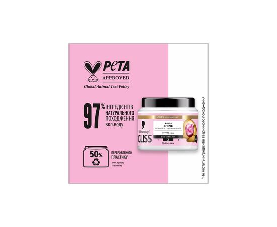 Маска для волосся Gliss 4-In-1 Shine Bond-Building Hair Mask 400 мл (9000101726336), зображення 5