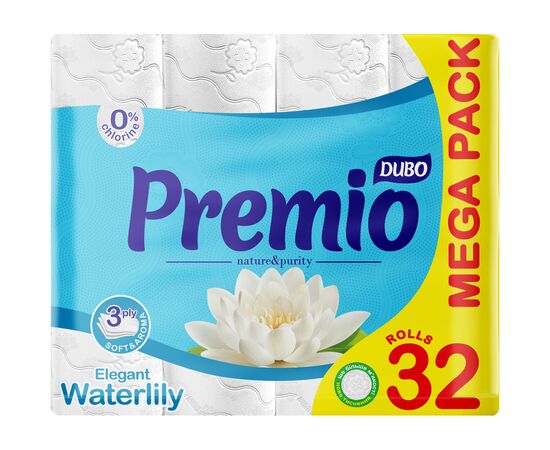 Туалетная бумага Диво Premio Waterlily 3 слоя 32 рулона (4820003837757)