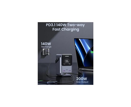 Батарея универсальная Ugreen 48000mAh 300W PD/3.1, зарядка 140W, Led лампа (25286), изображение 3