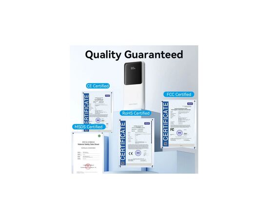 Батарея универсальная Vention 10000mAh 22.5W 3A PD, Built-in USB-C+Lightning Cables, White (FHOW0), изображение 10