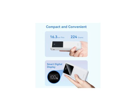 Батарея універсальна Vention 10000mAh 22.5W 3A PD, QC/3.0, LED Display, White (FHKW0), зображення 7