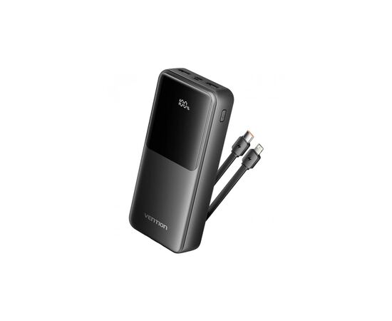 Батарея универсальная Vention 20000mAh 22.5W 3A PD, Built-in USB-C+Lightning Cables, Black (FHPB0)
