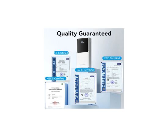 Батарея универсальная Vention 20000mAh 22.5W 3A, PD, QC/3.0, Built-in USB-C+Lightning Cables, White (FHPW0), изображение 4