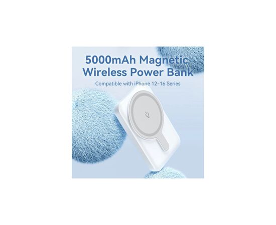 Батарея універсальна Vention Magnetic Wireless 5000mAh 20W 3A, PD USB-C, Light Indicator, White (FHSW0), зображення 5
