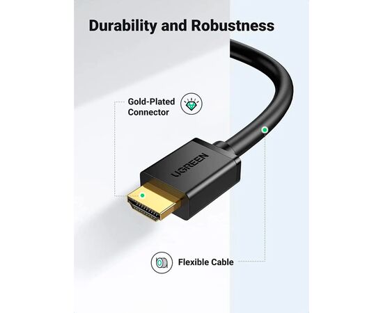 Кабель мультимедійний HDMI M to DVI M 1.5m HD106 black Ugreen (11150), зображення 3