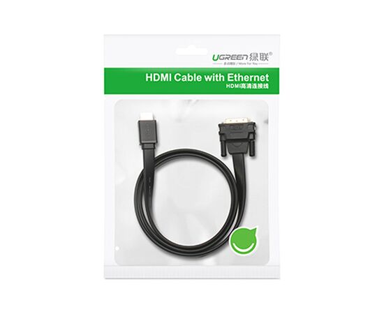 Кабель мультимедийный HDMI M to DVI M 1.0m HD106 black Ugreen (30116), изображение 2