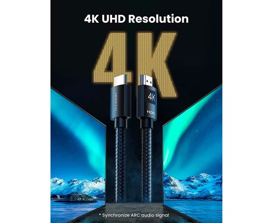 Кабель мультимедийный HDMI M to HDMI M 10.0m 4K30Hz braided HD119 black Ugreen (40104), изображение 2