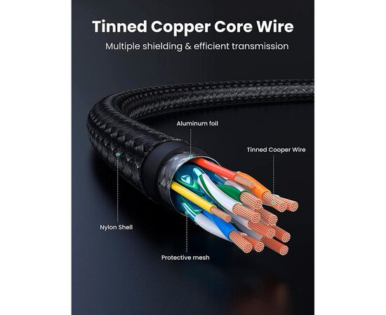 Кабель мультимедийный HDMI M to HDMI M 10.0m 4K30Hz braided HD119 black Ugreen (40104), изображение 6