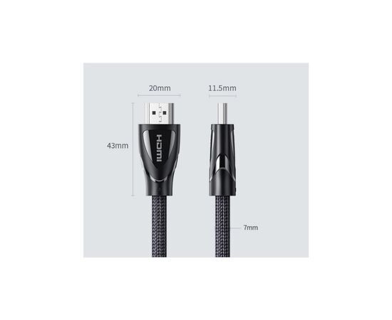 Кабель мультимедийный HDMI M to HDMI M 2.0m braided HD140 black Ugreen (80403), изображение 5