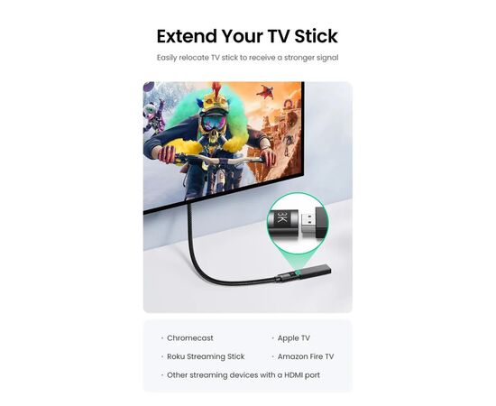Кабель мультимедійний HDMI M to HDMI F 0.5m 8K HD151 black Ugreen (40400), зображення 6
