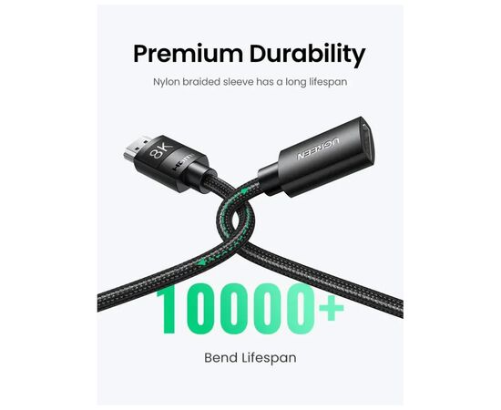 Кабель мультимедійний HDMI M to HDMI F 1.0m 8K HD151 black Ugreen (40447), зображення 5