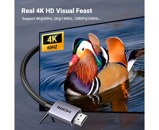 Кабель мультимедийный HDMI M to HDMI M 2.0m V2.0 4K60Hz HD153 black Ugreen (25299), изображение 2