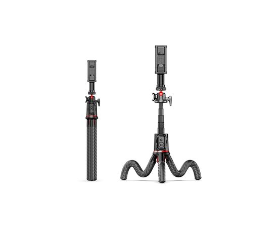 Штатив RTAKO C03 Octopus Extendable Tripod Selfie Stick (with Detachable Phone Holder) Black (6942063212416), зображення 2