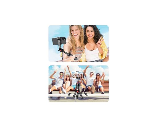 Штатив RTAKO C03 Octopus Extendable Tripod Selfie Stick (with Detachable Phone Holder) Black (6942063212416), зображення 3
