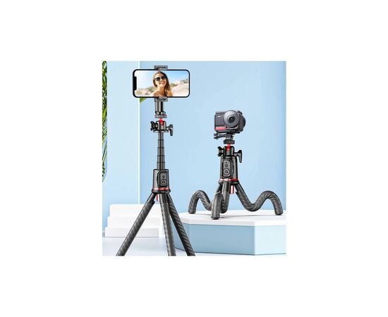 Штатив RTAKO C03 Octopus Extendable Tripod Selfie Stick (with Detachable Phone Holder) Black (6942063212416), зображення 8