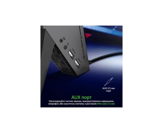 Концентратор Vertux USB 2.0 to 2xUSB 2.0 + AUX 3.5mm + stand black (zulu.black), изображение 5