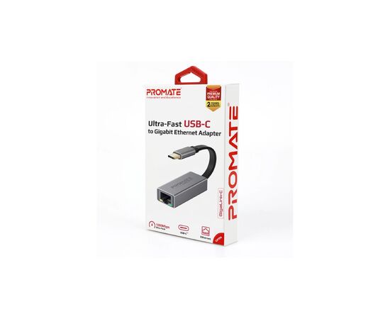 Адаптер Promate USB-C to RJ45 Ethernet 1000Mbps grey (gigaLink-c.grey), изображение 6