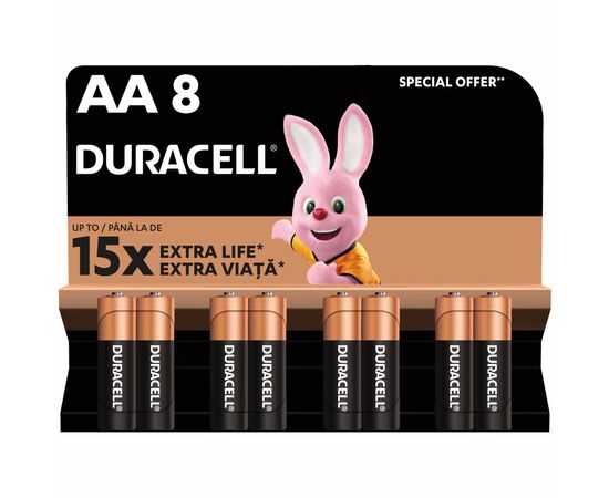 Батарейка Duracell AA лужні 8 шт. в упаковці (5000394006522 / 81417083 / 81480361)