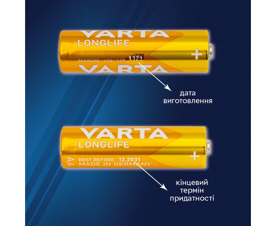 Батарейка Varta AAA Longlife лужна * 10 (04103101461), зображення 2