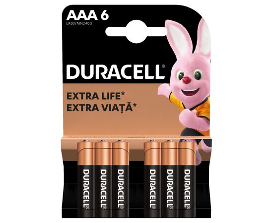 Батарейка Duracell AAA лужні 6 шт. в упаковці (5000394107472 / 81483511), зображення 2