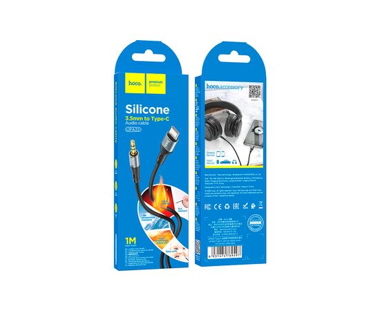 Кабель мультимедийный USB-C to 3.5mm M 1.0m silicone black HOCO (6931474769497), изображение 5