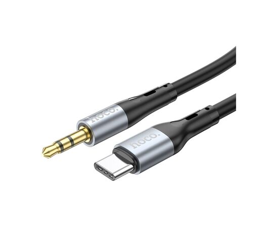 Кабель мультимедийный USB-C to 3.5mm M 1.0m silicone black HOCO (6931474769497)