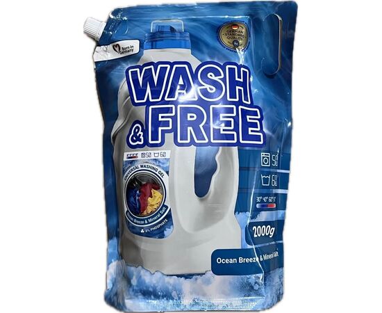 Гель для прання Wash&Free Універсальний Морська свіжість з нотками мінеральної солі Дой-пак 2 кг (4823128005902)