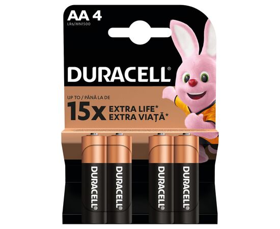 Батарейка Duracell AA лужні 4 шт. в упаковці (5000394052536 / 81551270), изображение 2
