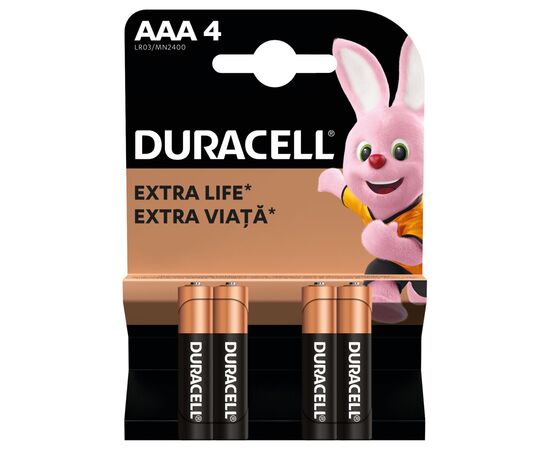 Батарейка Duracell AAA лужні 4 шт. в упаковці (5000394052543 / 81545421), изображение 2