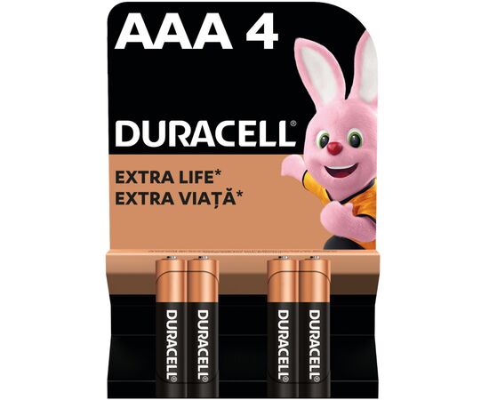 Батарейка Duracell AAA лужні 4 шт. в упаковці (5000394052543 / 81545421)
