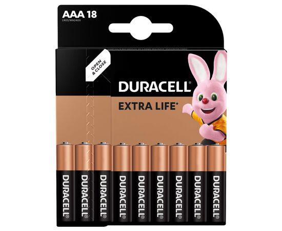 Батарейка Duracell AAA лужні 18 шт. в упаковці (5000394107557 / 81546741), зображення 2