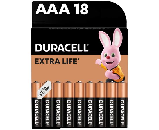 Батарейка Duracell AAA лужні 18 шт. в упаковці (5000394107557 / 81546741)
