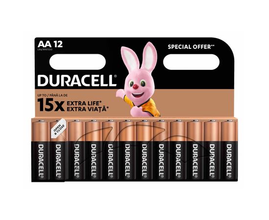 Батарейка Duracell AA лужні 12 шт. в упаковці (5000394006546 / 81551275), зображення 2