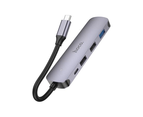 Концентратор HOCO USB-C to HDMI+USB3.0+2xUSB2.0+PD HB27 Metal Gray (6931474769329), изображение 2