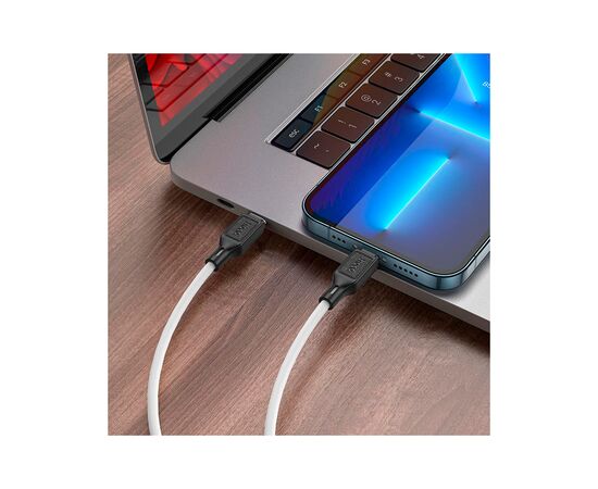 Дата кабель USB-C to Lightning 1.0m Cool silicone PD 20W X90 white HOCO (6931474788399), изображение 5