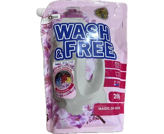 Гель для прання Wash&Free Універсальний Магія орхідей Дой-пак 2 кг (4823128005865)