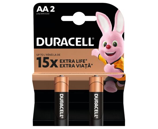Батарейка Duracell AA лужні 2 шт. в упаковці (5000394058163 / 81551267), изображение 2