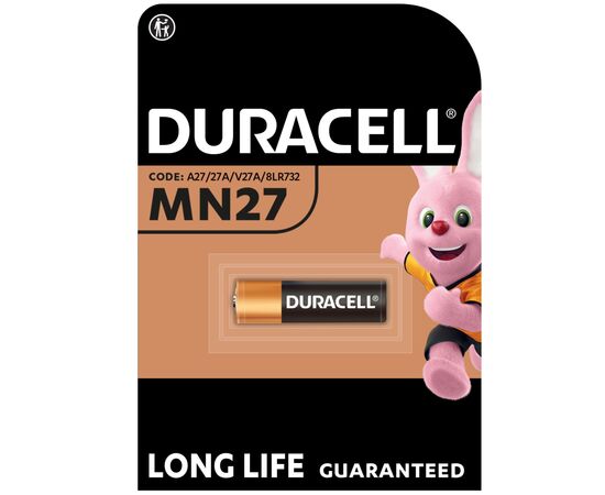 Батарейка Duracell MN27 12V спеціалізована лужна, A27/27A/V27A/8LR732, 1 шт. в упаковці (5007388)