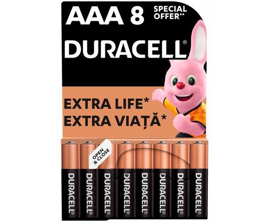 Батарейка Duracell AAA лужні 8 шт. в упаковці (5000394203341 / 81480364)