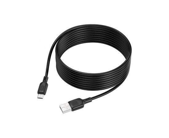 Дата кабель USB 2.0 AM to Micro 5P 3.0m Lenny silicone BX113 black BOROFONE (6941991115547)