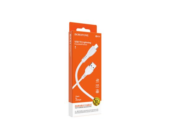Дата кабель USB 2.0 AM to Lightning 1.0m 2.4A PVC BX51 white BOROFONE (6931474743909), зображення 4