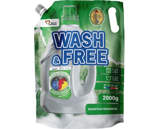 Гель для прання Wash&Free Гірська свіжість Дой-пак 2 кг (4262396144942)