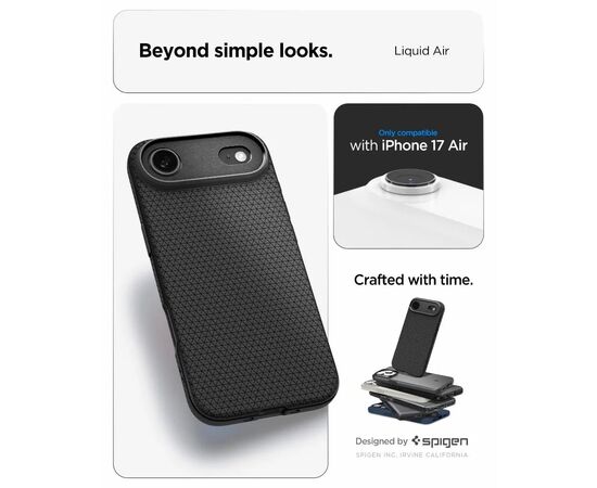 Чехол для мобильного телефона Spigen Liquid Air iPhone 17 Air Matte Black (ACS10302), изображение 9