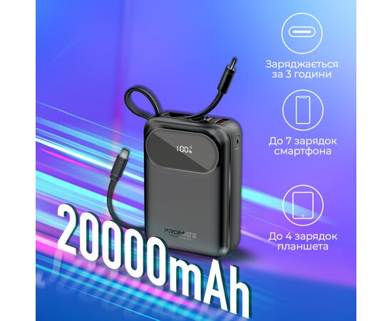 Батарея універсальна Promate 20000mAh PD/35W (powerpod-20.black), зображення 3