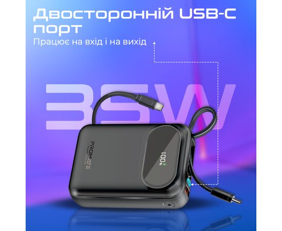 Батарея універсальна Promate 20000mAh PD/35W (powerpod-20.black), зображення 7