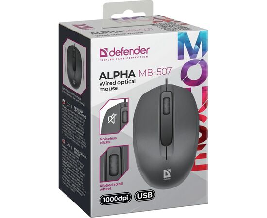 Мышка Defender Alpha MB-507 USB Black (52507), изображение 5