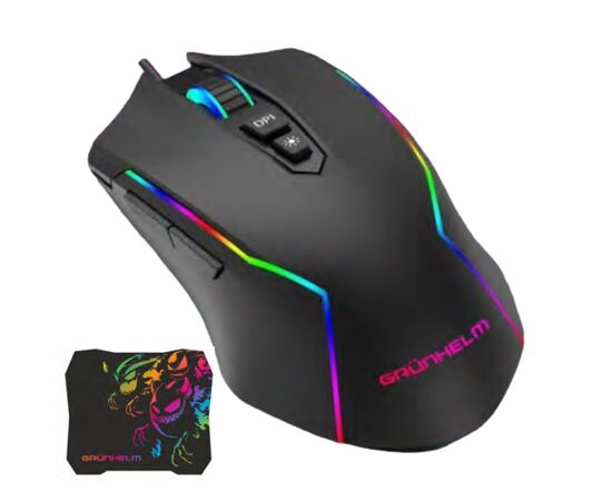 Мышка Grunhelm MS-656WD RGB USB Black + mouse pad (126952)
